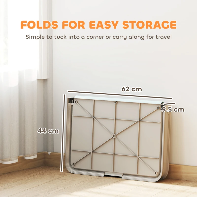 PawHut Pee Pad Holder Foldable Dog Litter Box with 3 Disposable Pads, 33.9" x 24.4", Gray