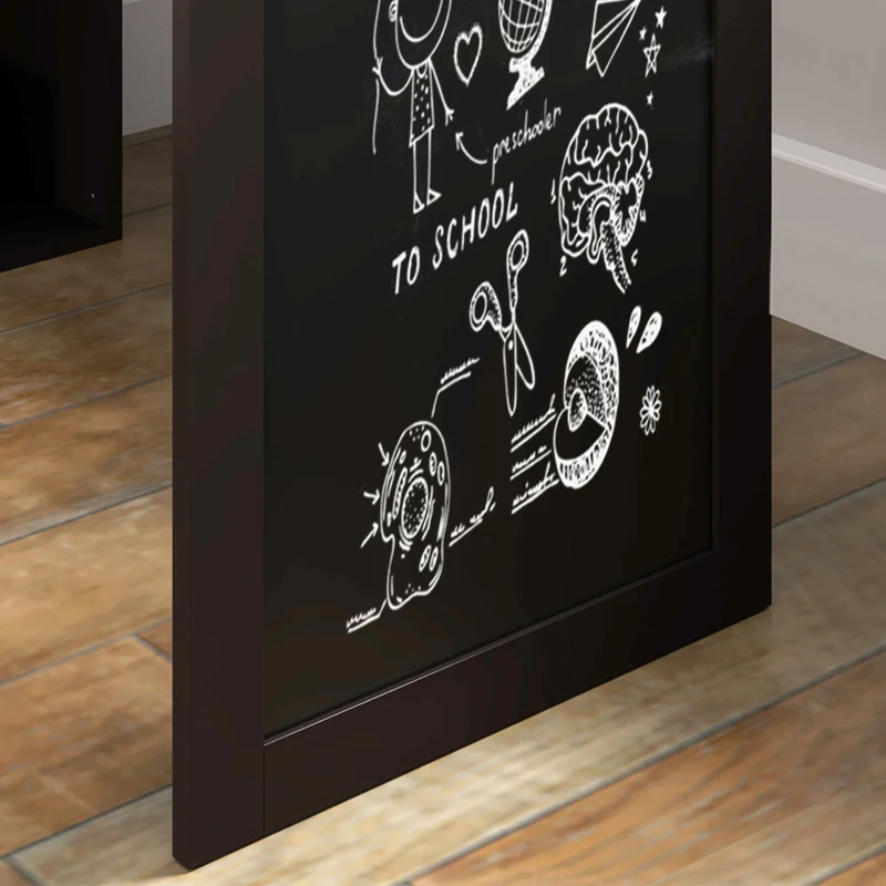 HOMCOM Fold-out Convertible Office Desk, Wall Mount Computer Desk with Blackboard and Side Shelf, Brown