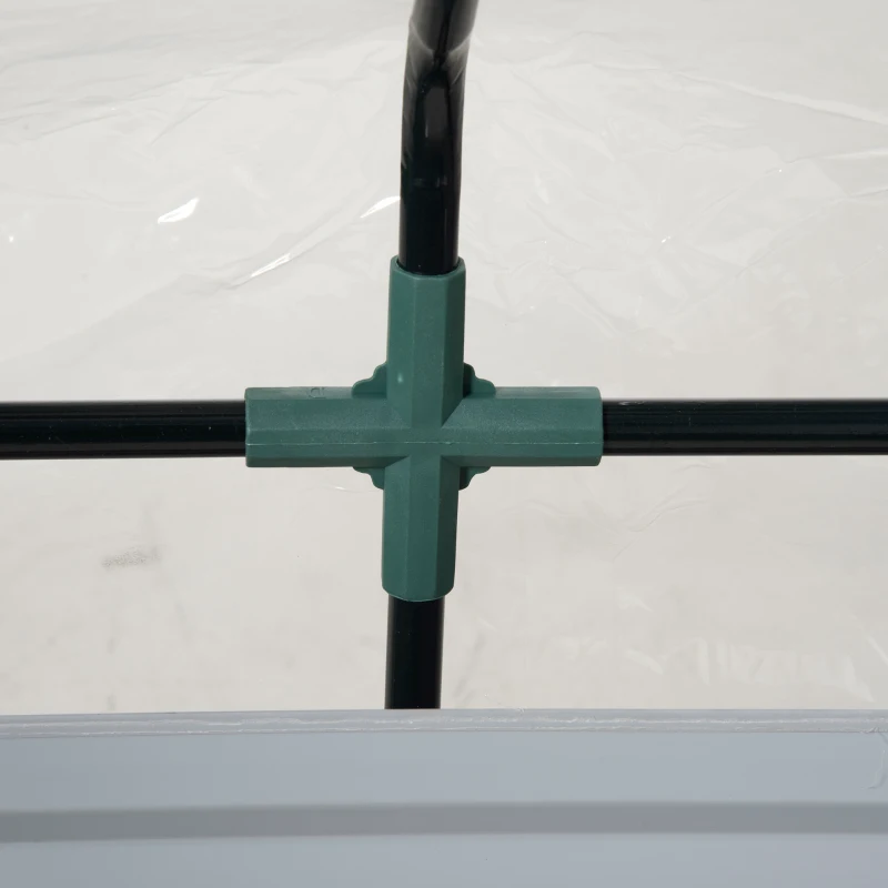 Outsunny Steel Outdoor Raised Garden Bed with Greenhouse,Cover, Roll Up Door, Dual Use, 50"x37.4"x36.2", Clear