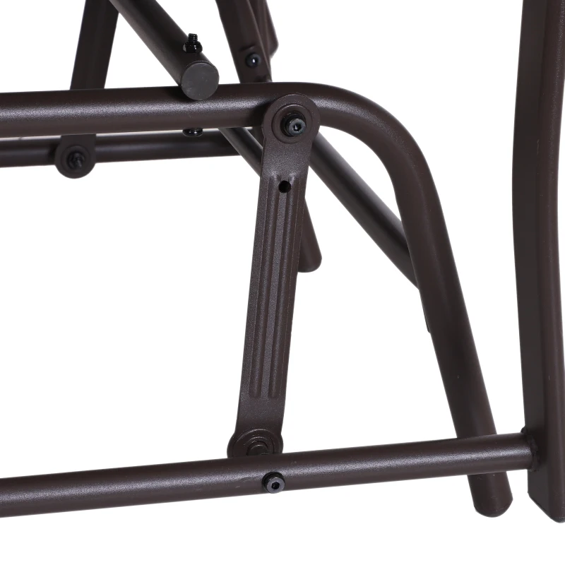 Outsunny Double Patio Glider Chair with Glass Top Center Table, Outdoor Glider Loveseat with High Back,  All Weather Breathable Mesh Fabric for Garden, Backyard, Deck, Grey