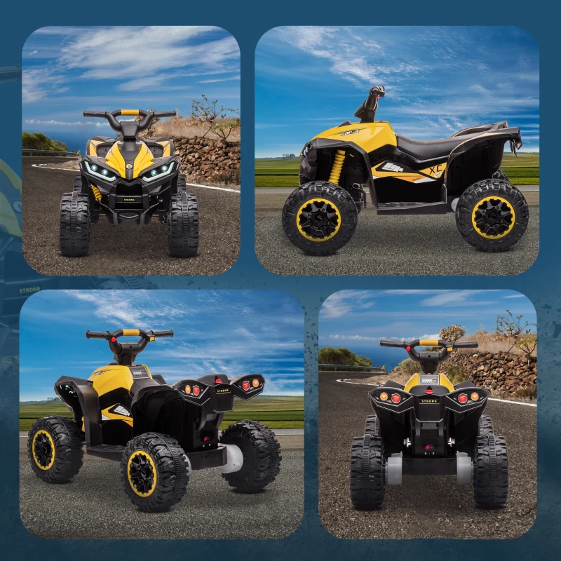 Aosom Kids 4 Wheeler Quad with Music, Headlights, High & Low Speed, Kids ATV for 3-5 Years Old Boys & Girl, Yellow