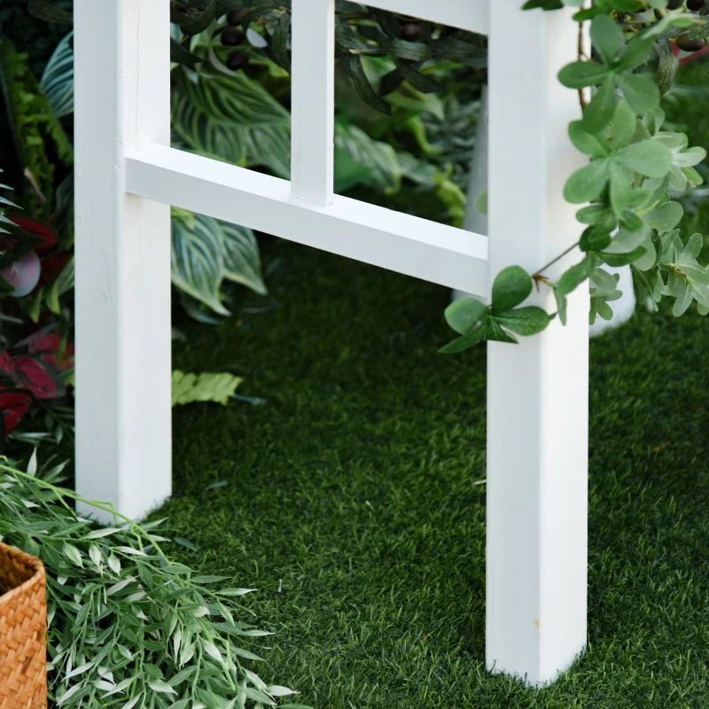 Outsunny 85" Wooden Garden Arbour for Wedding and Ceremony, Outdoor Garden Arch Trellis for Climbing Vines - White