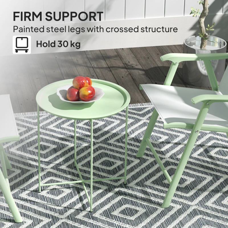 Outsunny 18" Outdoor Side Table with Removable Tray and Folding Legs, Indoor Outdoor for Balcony, Porch, Green