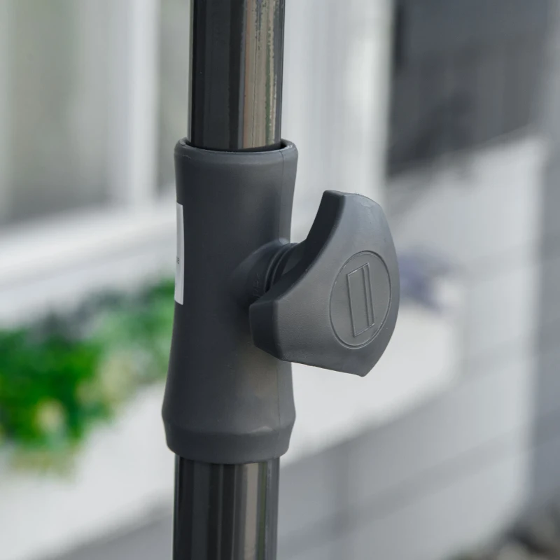 Outsunny 6.5x4ft Rectangle Patio Umbrella Aluminum Tilt Adjustable Garden Parasol Sun Shade Outdoor Canopy Green