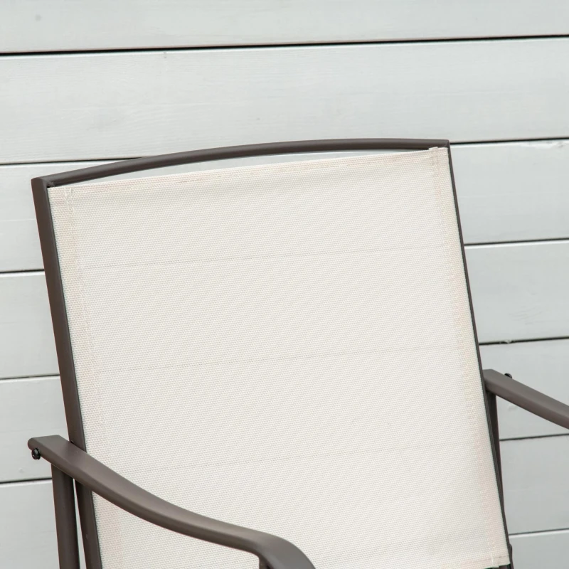 Outsunny Double Patio Glider Chair with Glass Top Center Table, Outdoor Glider Loveseat with High Back,  All Weather Breathable Mesh Fabric for Garden, Backyard, Deck, Beige