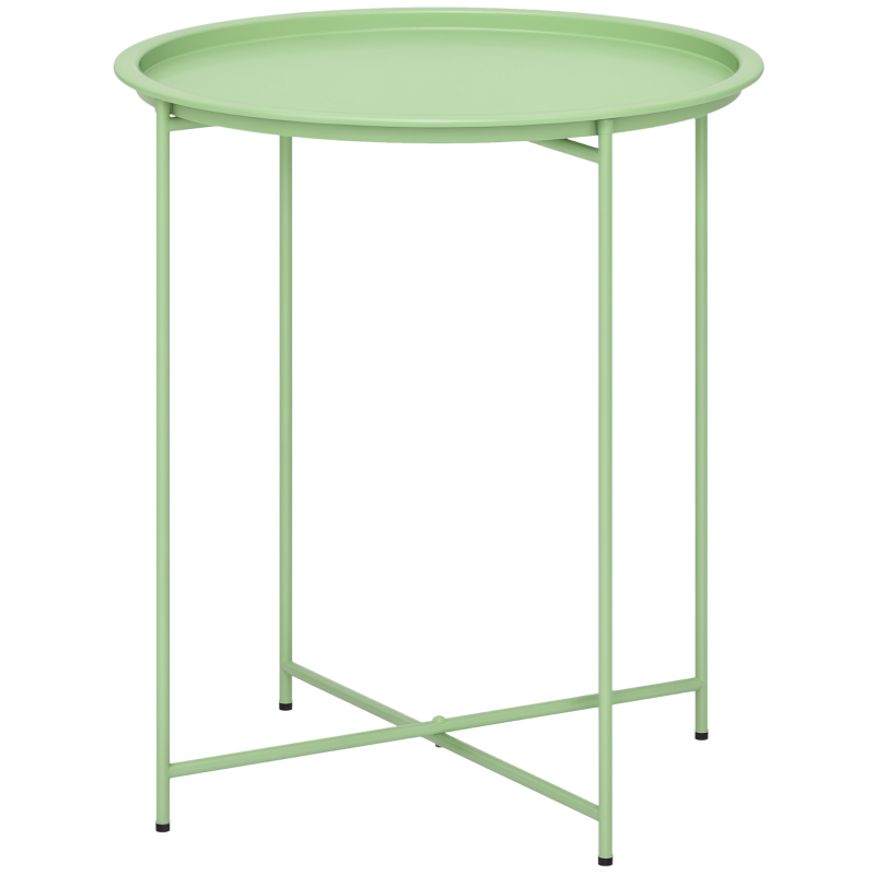 Outsunny 18" Outdoor Side Table with Removable Tray and Folding Legs, Indoor Outdoor for Balcony, Porch, Green