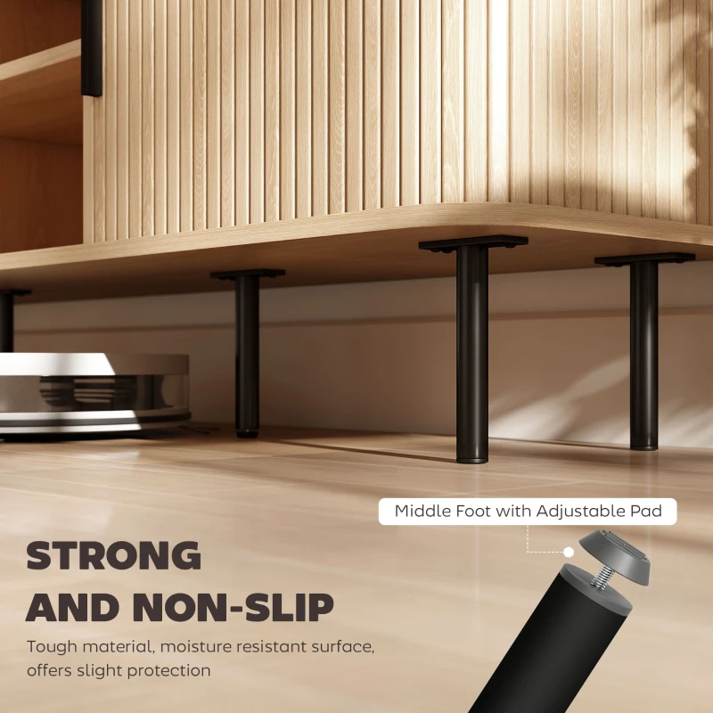 HOMCOM TV Stand Cabinet for TVs up to 65 Inches, TV Unit with Storage Shelves and Cabinets for Living Room, Oak Tone