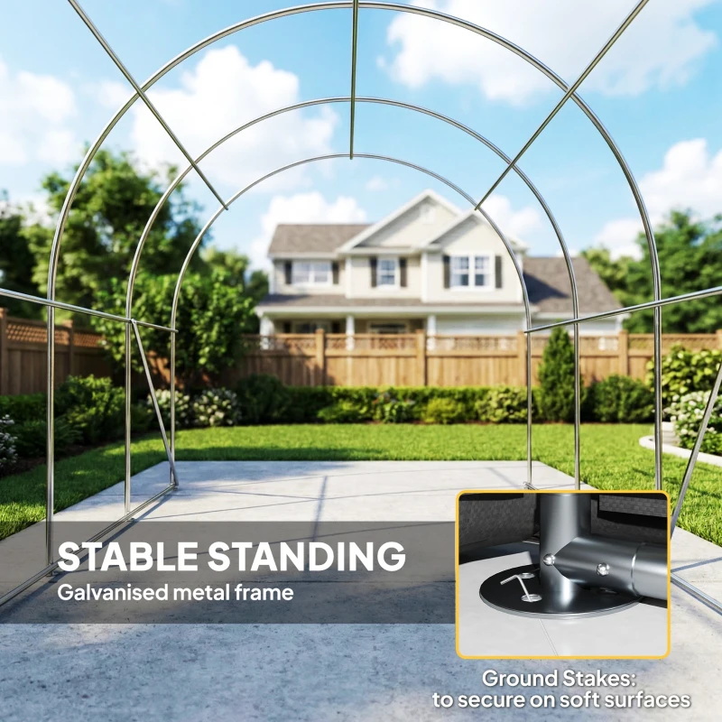 Outsunny 10' x 15' Heavy Duty Carport, Portable Garage Car Canopy Tent Shelter with Reinforced Galvanized Frame, Dark Grey