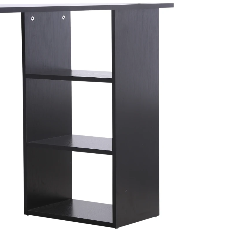 HOMCOM 47" Home Office Computer Desk Bookcase Combo, Writing Table Workstation with 3 Drawer and Storage Shelf - Black