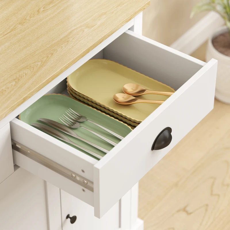 HOMCOM Freestanding Kitchen Cabinet, 71" Tall Pantry Cabinet, Modern Hutch with Wide Countertop, Adjustable Shelves, White