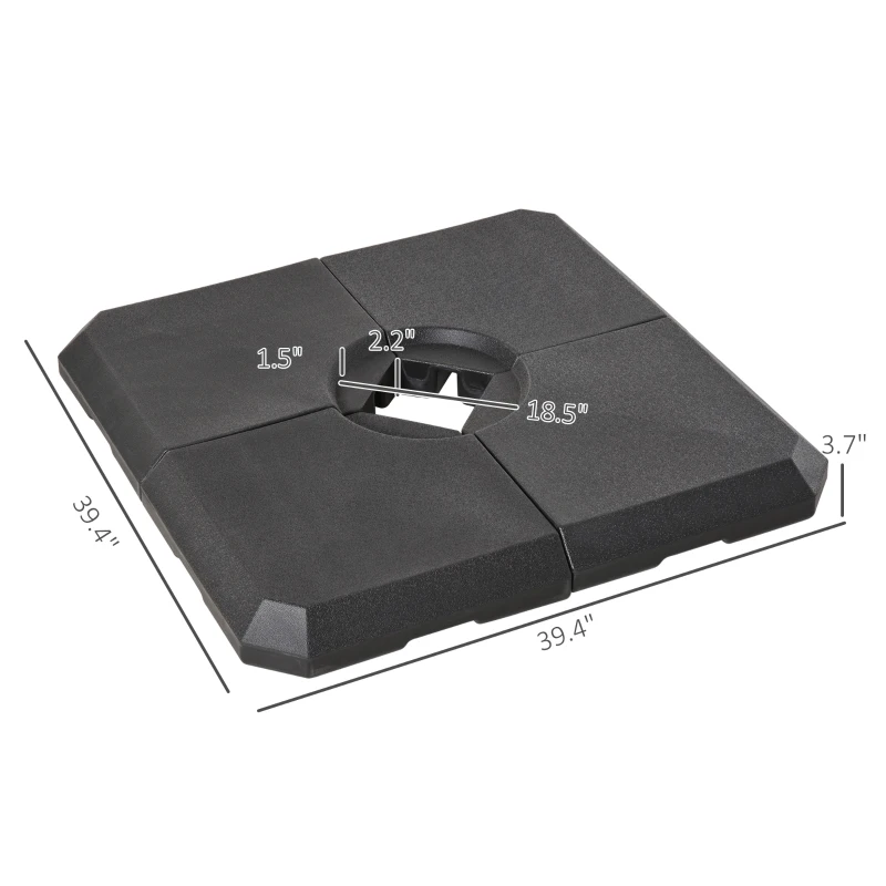 Outsunny 4-Piece Heavy Duty Cantilever Offset Umbrella Stand Base Weight, 264 lb. Capacity, Easy to Fill with Water or Sand