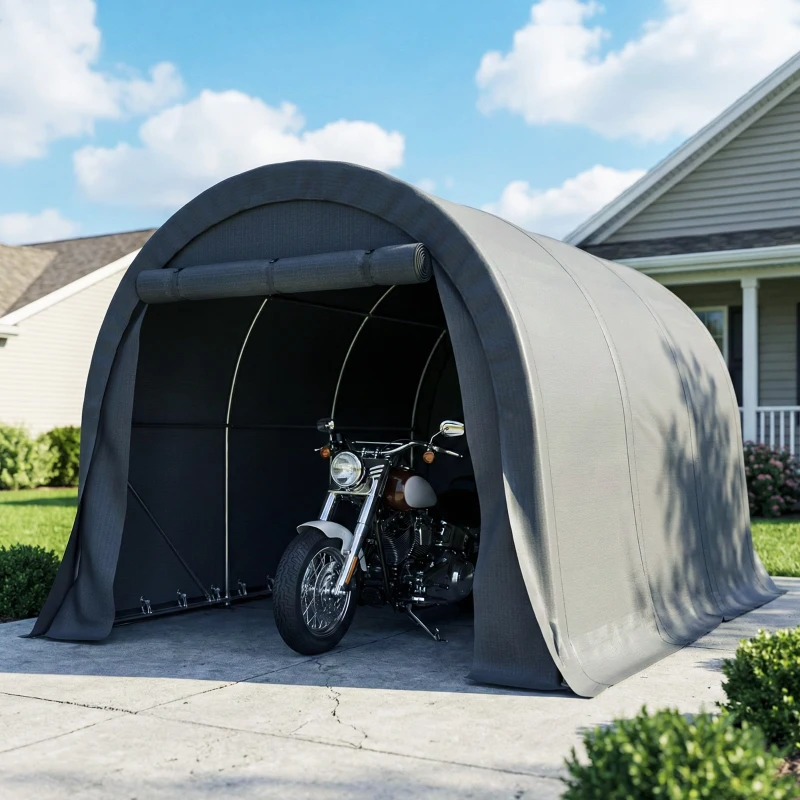 Outsunny 10' x 15' Heavy Duty Carport, Portable Garage Car Canopy Tent Shelter with Reinforced Galvanized Frame, Dark Grey