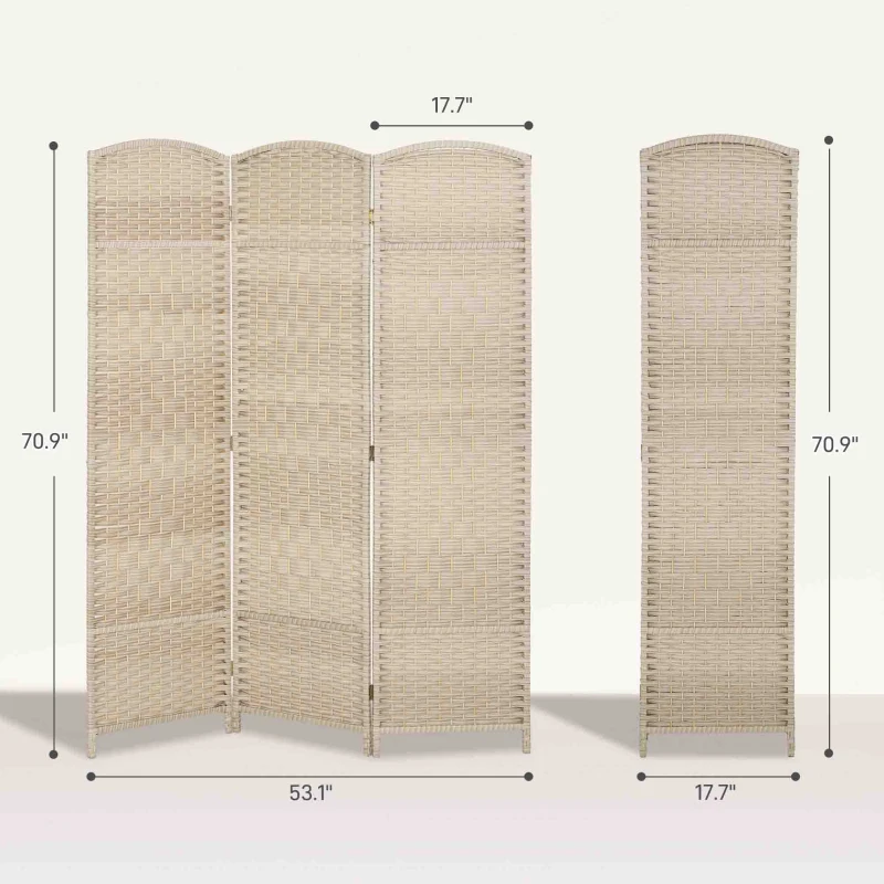 HOMCOM Folding Room Divider Screen 3 Panel 6' Tall Privacy Screen Freestanding Wood Partition for Home Office, Washed Oak