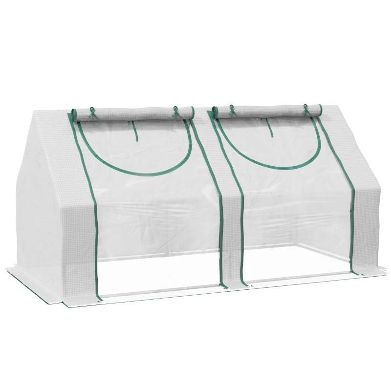 Outsunny 6' x 3' x 3' Portable Greenhouse, Garden Hot House with Two PE/PVC Covers and 2 Roll Up Windows, Clear