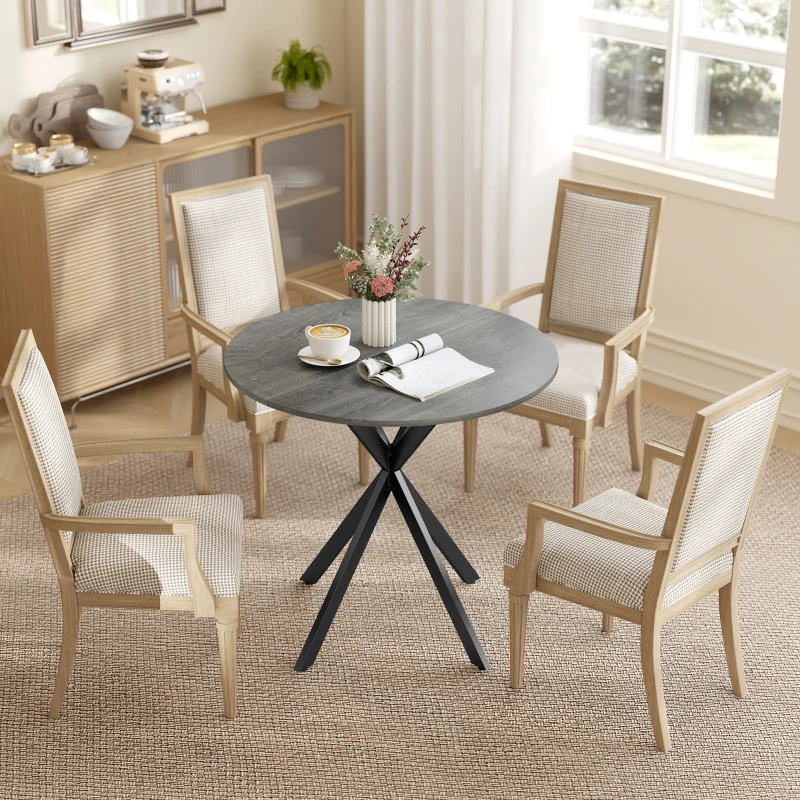 HOMCOM 31.5" Industrial Round Dining Table - Distressed Grey