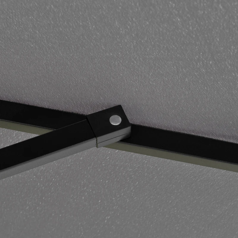 Outsunny 9FT 3 Tiers Patio Umbrella Outdoor Market Umbrella with Crank, Push Button Tilt for Deck, Backyard and Lawn, Light Grey