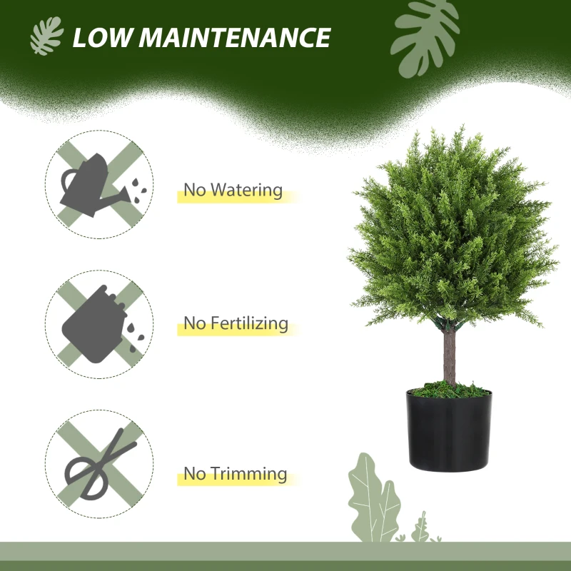 HOMCOM Decorative Artificial Plants, Cedar Topiary Trees in Pots, Fake Plants for Home Indoor outdoor Decor, Green