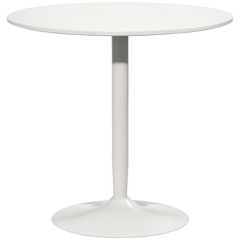 HOMCOM Modern Kitchen Table for 2 People, Round Dining Table with Steel Base for Living Room, Dining Room, White