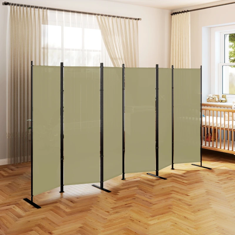 HOMCOM 6 Panel Room Divider, 6 Ft Folding Privacy Screen, Portable Freestanding Partition Wall Divider, Beige