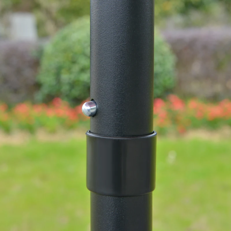 Outsunny 9FT 3 Tiers Patio Umbrella Outdoor Market Umbrella with Crank, Push Button Tilt for Deck, Backyard and Lawn, Sky Blue