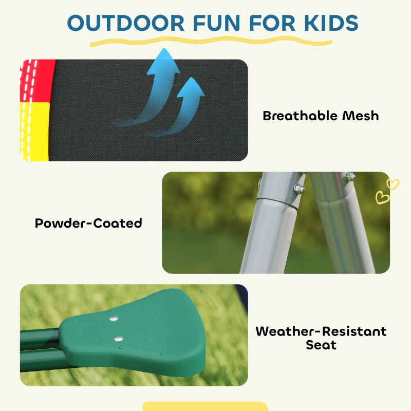 Qaba 5-in-1 Kids Swing Set with Slide, Swings and Glider for Backyard, 770lbs Capacity, for Ages 3-8, Mixed Color