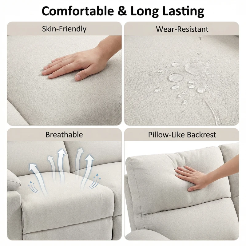 HOMCOM 2 Seater Reclining Sofa, Loveseat Recliner Sofa with Footrest and Split Backrest, for Home Theater, Living Room, Cream White