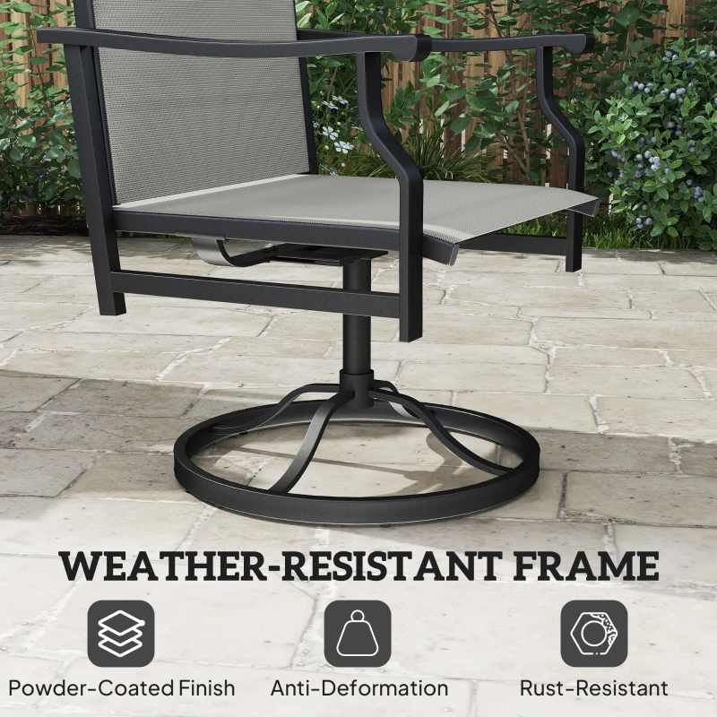 Outsunny Patio Swivel Chair Set of 2, Swivel Rocker Outdoor Chairs with High Back, for Lawn Garden Backyard Deck, Light Grey