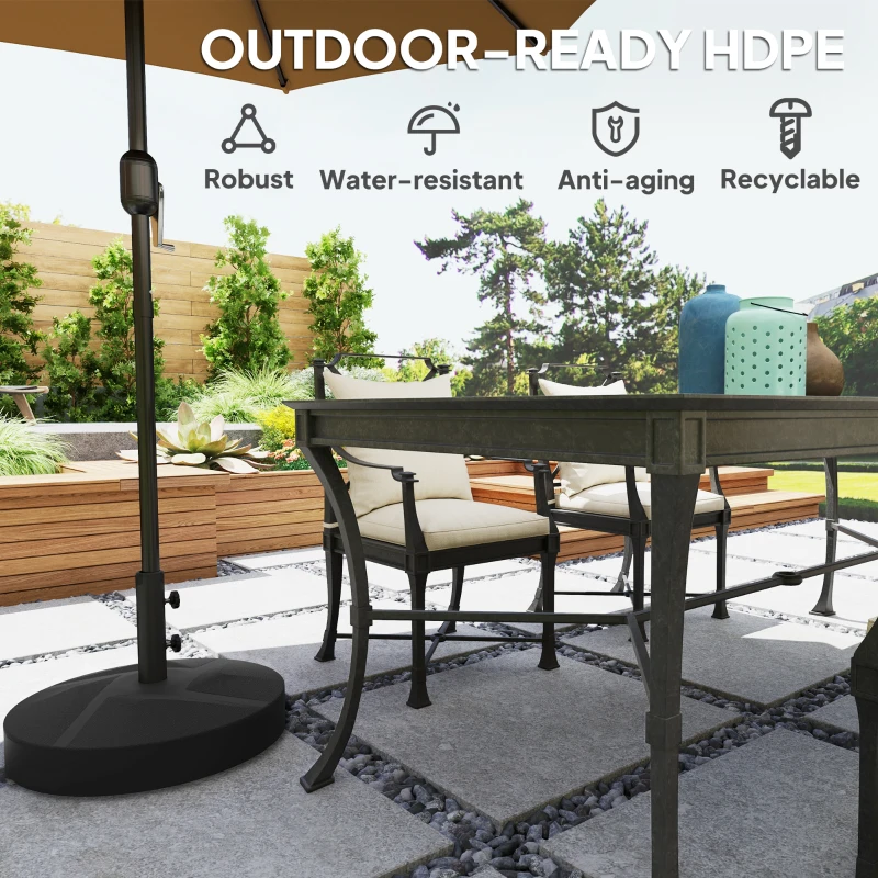 Outsunny Patio Umbrella Base Holder, Heavy Duty Outdoor Umbrella Stand Base, Sand/Water Filled, Φ22" x 15.7" H, Black