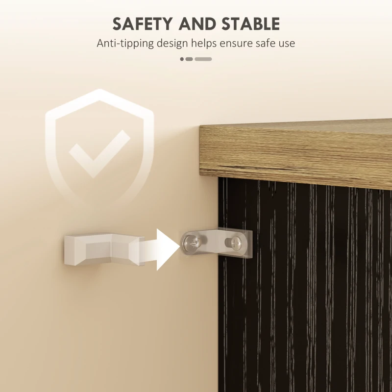 HOMCOM 69" Tall Farmhouse Kitchen Pantry Cabinet with 2 Doors, Drawer and Adjustable Shelves, Black and Brown