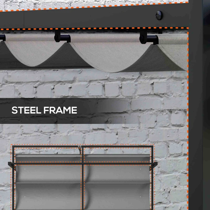 Outsunny 10' x 10' Retractable Pergola, Garden Gazebo Shade Shelter, for Grill, Patio, Deck, Dark Grey