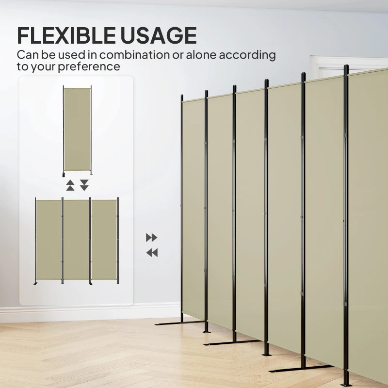 HOMCOM 6 Panel Room Divider, 6 Ft Folding Privacy Screen, Portable Freestanding Partition Wall Divider, Beige