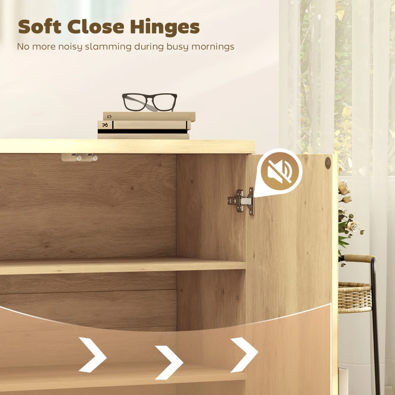 HOMCOM Sideboard Buffet Cabinet, 30.7" Modern Kitchen Storage Cabinet with Soft-Close Door and Adjustable Shelves, Oak