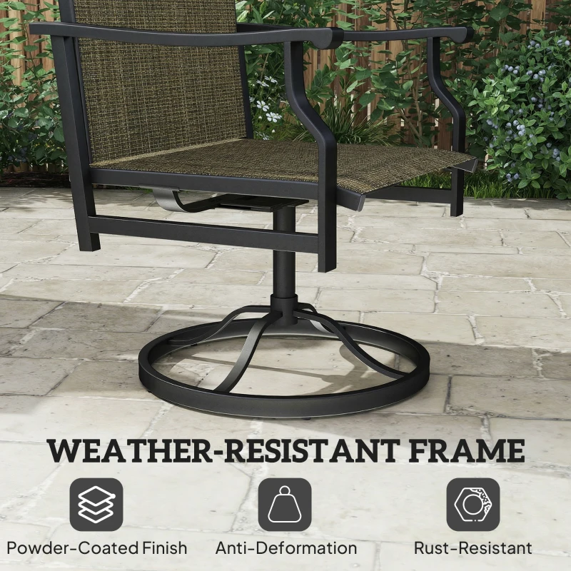 Outsunny Patio Swivel Chair Set of 2, Swivel Rocker Outdoor Chairs with High Back, for Lawn Garden Backyard Deck, Brown