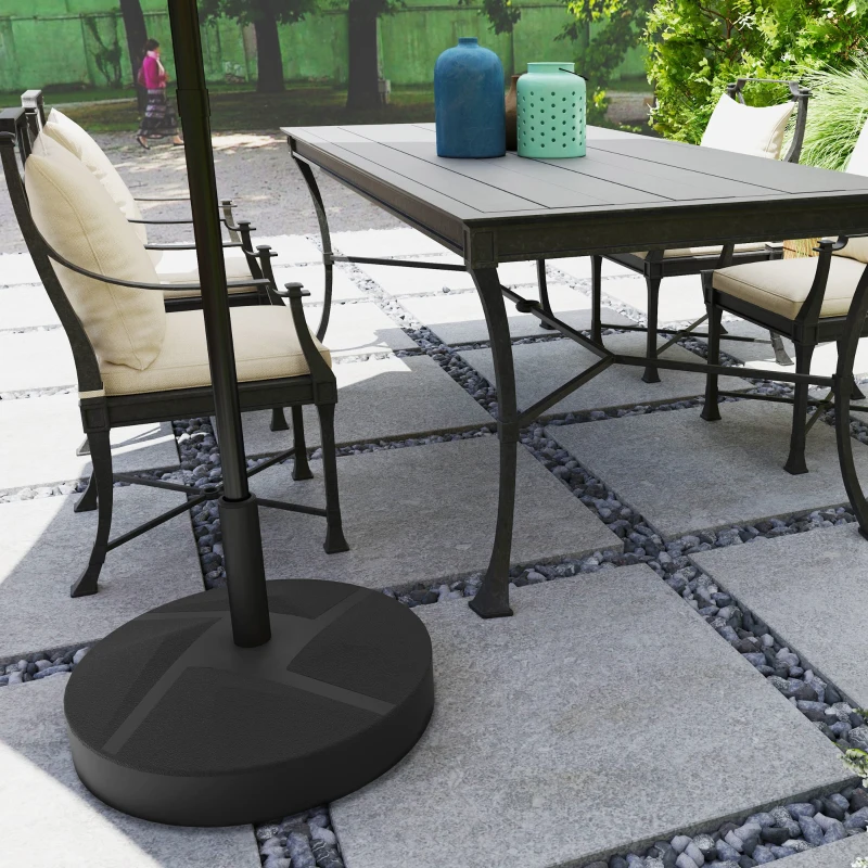 Outsunny Patio Umbrella Base Holder, Heavy Duty Outdoor Umbrella Stand Base, Sand/Water Filled, Φ22" x 15.7" H, Black