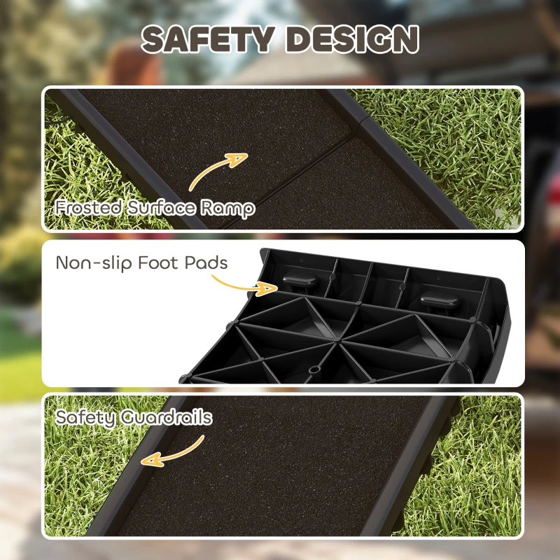 PawHut Folding Dog Ramp for Car, 61 Inches Portable Pet Ramp with Non Slip Frosted Surface, Raised Side Rails
