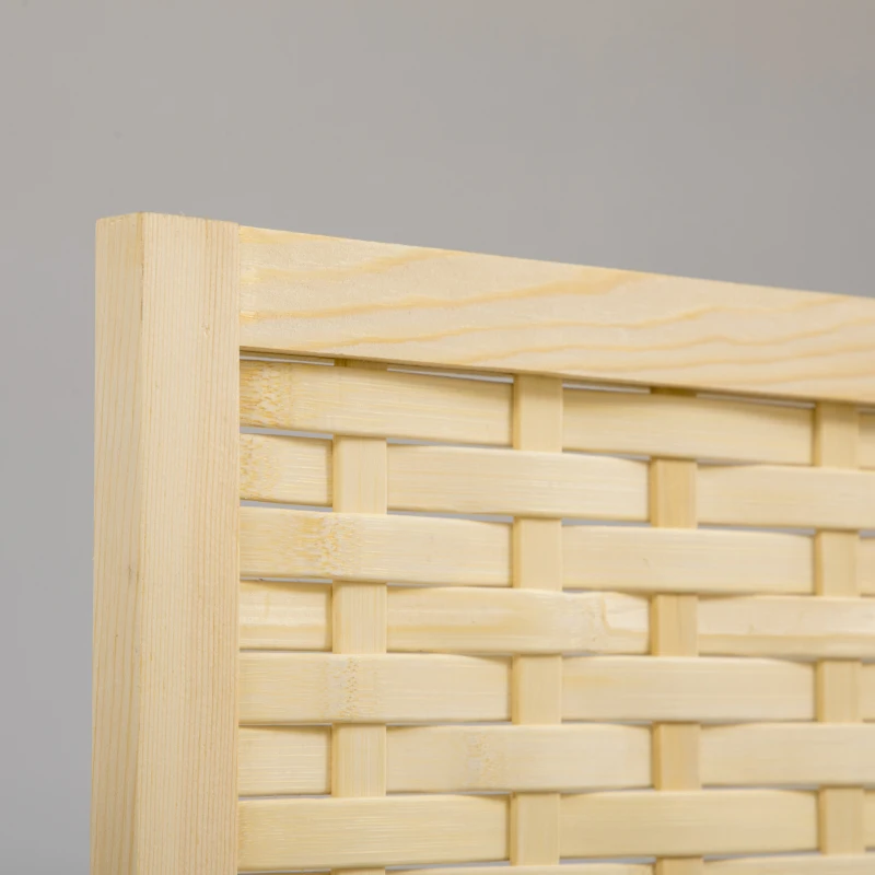 HOMCOM 4-Panel Room Divider, 5.6 FT Bamboo Freestanding Folding Privacy Screen for Indoor Bedroom Office, Natural Wood