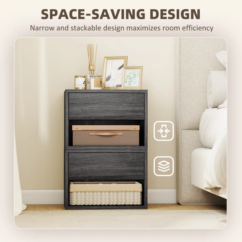 HOMCOM Floating Nightstand Set of 2, Wall Mounted Bedside Table with Drawer for Bedroom, Grey