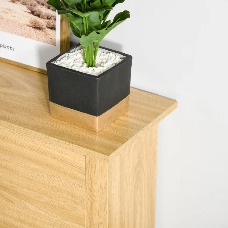 HOMCOM Shoe Storage Cabinet with 2 Flip Drawers and Adjustable Shelves for 12 Pairs of Shoes, Natural Wood