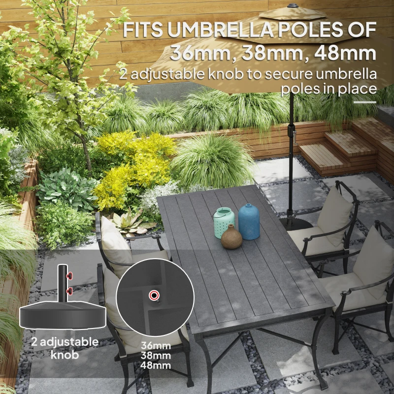 Outsunny Patio Umbrella Base Holder, Heavy Duty Outdoor Umbrella Stand Base, Sand/Water Filled, Φ22" x 15.7" H, Black