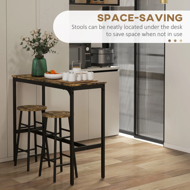 HOMCOM 3-Piece Counter Height Bar Table and Chairs, Dining Table and Chairs Set for 2, Pub Table and Chairs