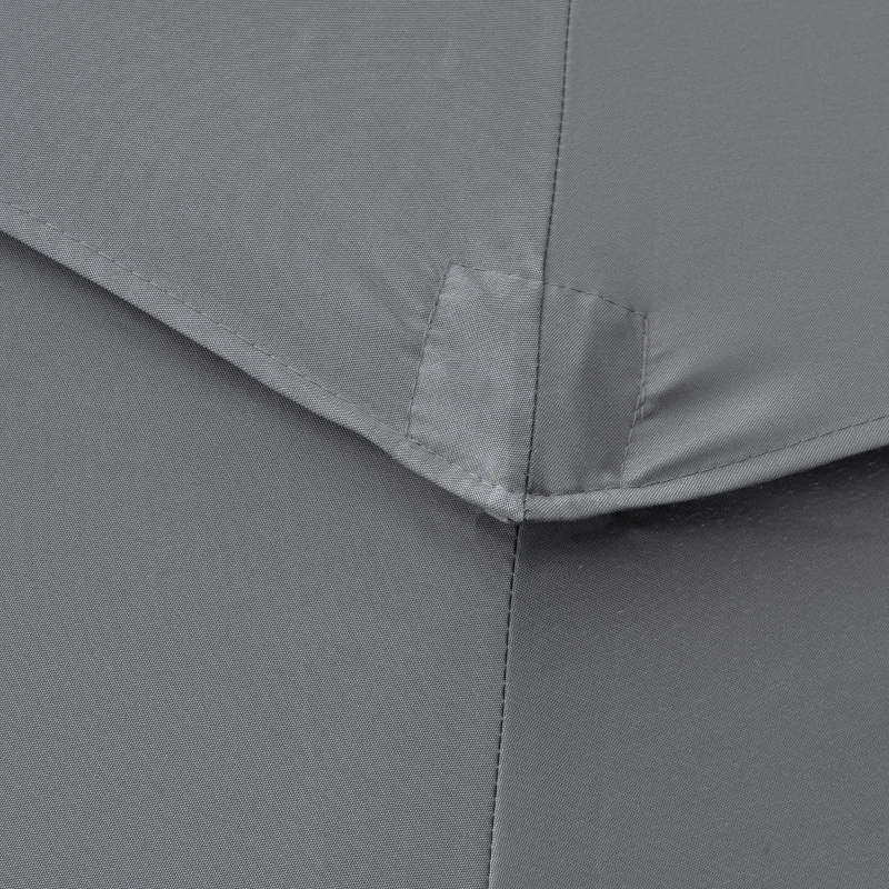 Outsunny 9FT 3 Tiers Patio Umbrella Outdoor Market Umbrella with Crank, Push Button Tilt for Deck, Backyard and Lawn, Light Grey