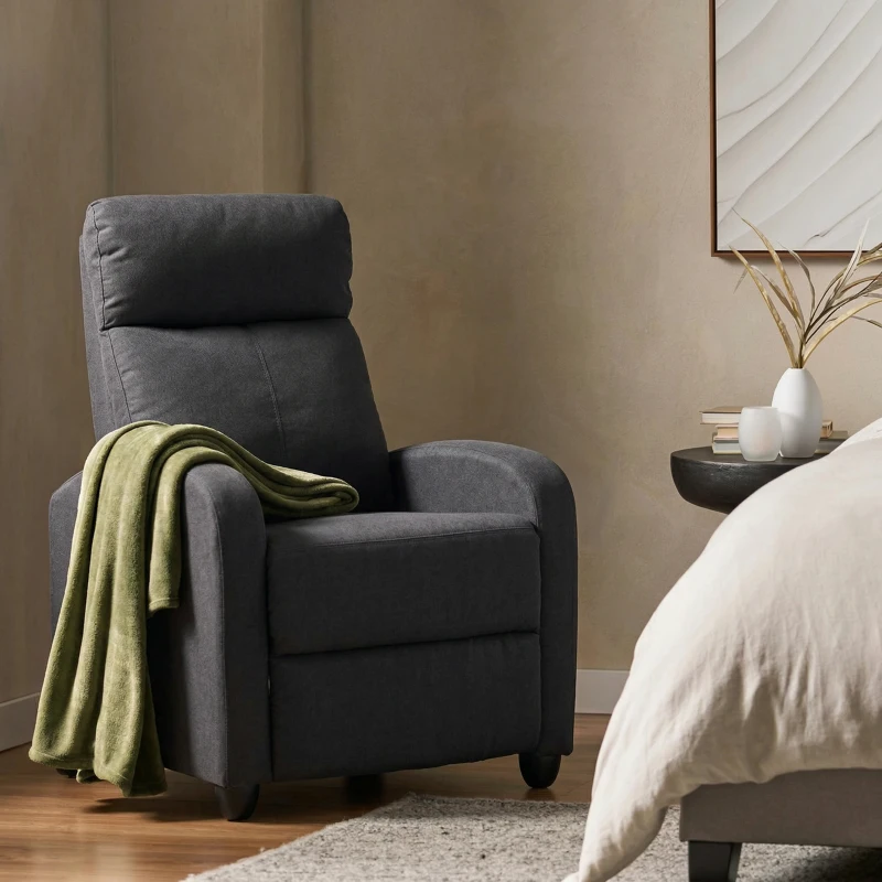 HOMCOM Single Recliner Sofa, Manual Home Theater Seating, Single Reclining Sofa Chair with Padded Seat for Living Room, Black