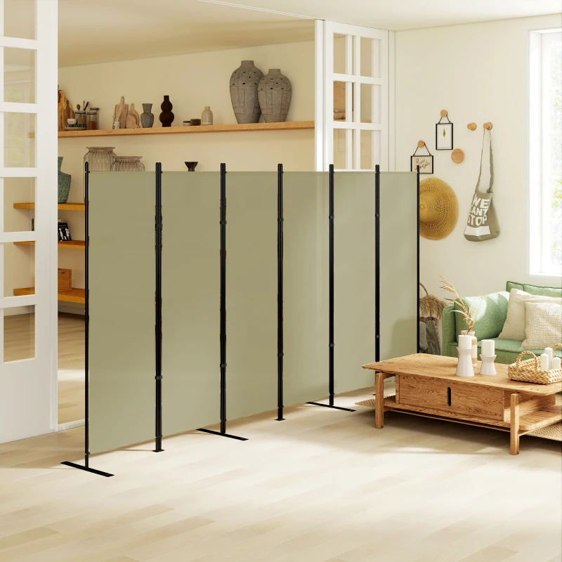 HOMCOM 6 Panel Room Divider, 6 Ft Folding Privacy Screen, Portable Freestanding Partition Wall Divider, Beige