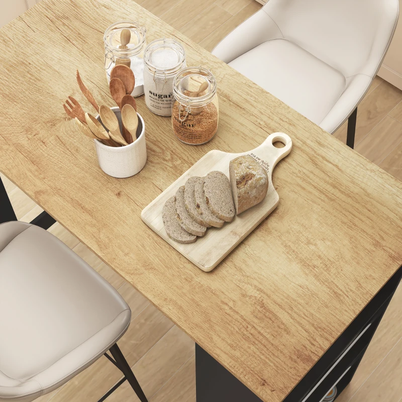 HOMCOM Modern Bar Table, Counter Height Dining Table with 3 Storage Shelves for Kitchen, Dining Room, Living Room, Walnut