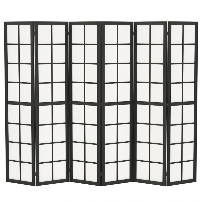 HOMCOM 6 Panel Room Divider, 5.6 ft Folding Wall Divider Room Partition for Home Office, Bedroom, Living Room, Black