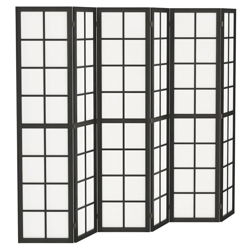 HOMCOM 6 Panel Room Divider, 5.6 ft Folding Wall Divider Room Partition for Home Office, Bedroom, Living Room, Black