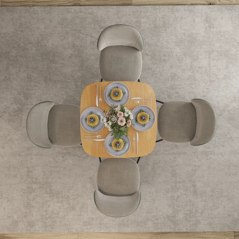 HOMCOM Dining Table for 4 People - Modern Kitchen Table with Wood-Effect Top, 27.6" x 27.6", Natural Wood