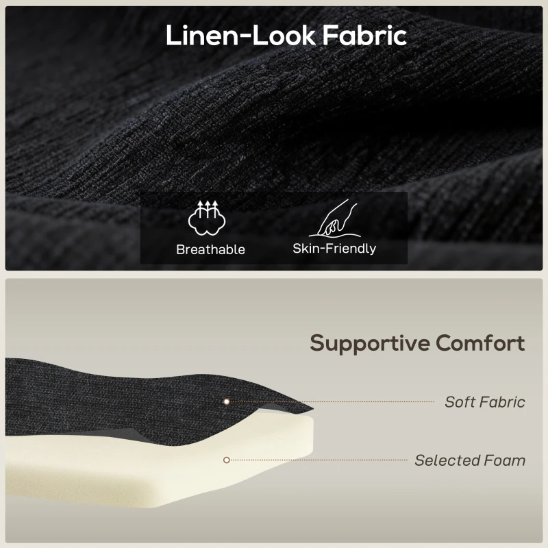 HOMCOM Sectional Sofa, L Shaped Corner Sofa with Changeable Chaise, High-density Foam Padding Seat, Linen Fabric, Wooden Legs, Black