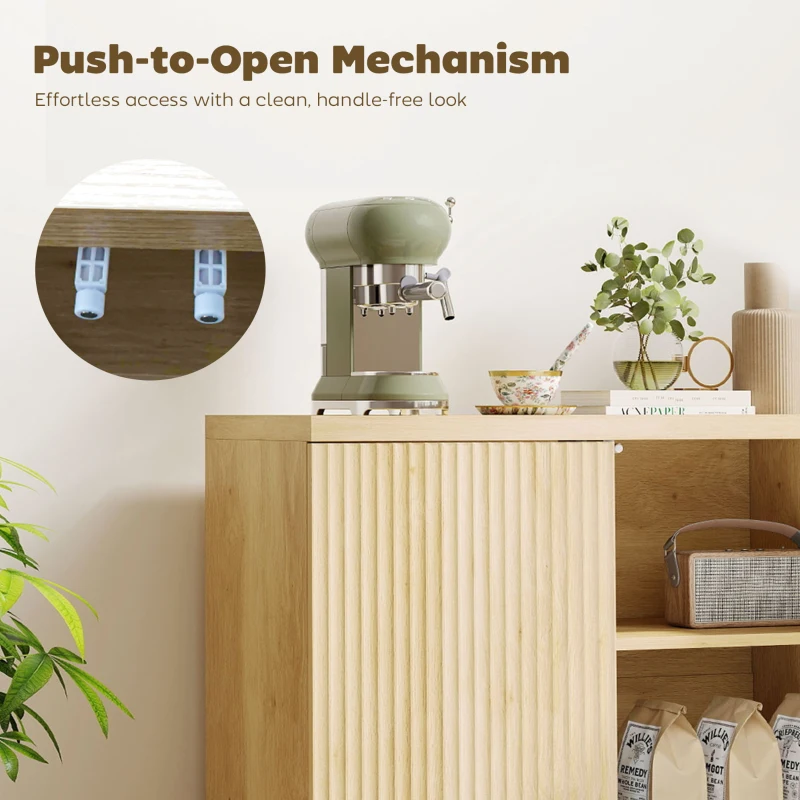 HOMCOM Sideboard Buffet Cabinet, 30.7" Modern Kitchen Storage Cabinet with Soft-Close Door and Adjustable Shelves, Oak