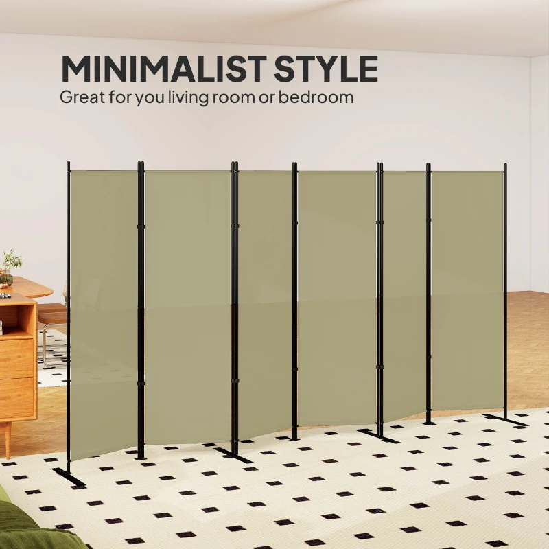 HOMCOM 6 Panel Room Divider, 6 Ft Folding Privacy Screen, Portable Freestanding Partition Wall Divider, Beige